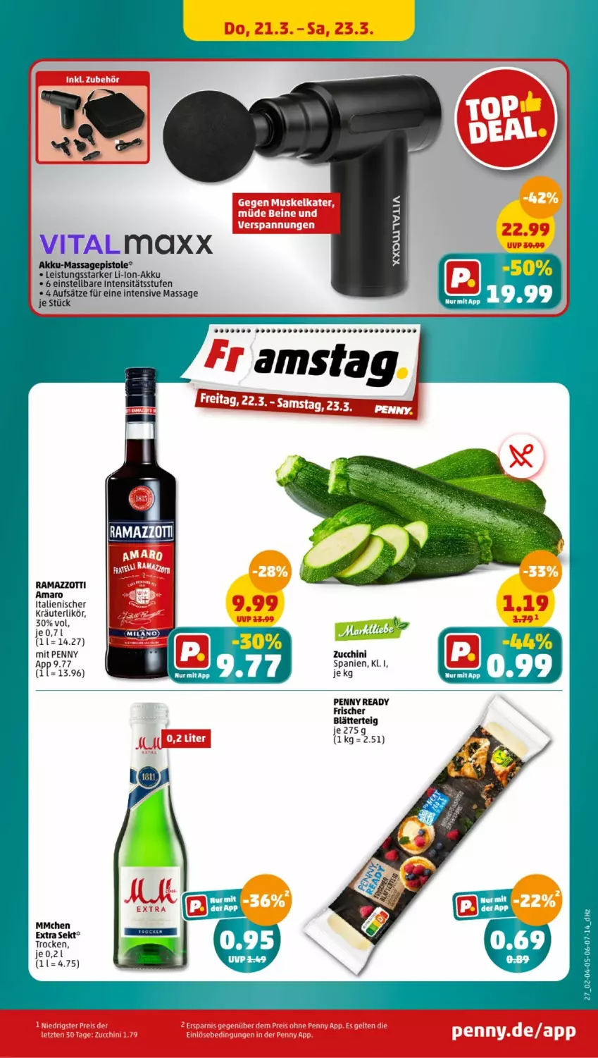 Aktueller Prospekt Penny - Prospekte - von 18.03 bis 23.03.2024 - strona 25 - produkty: akku, amaro, blätterteig, eis, kräuter, kräuterlikör, li-ion-akku, likör, rama, ramazzott, ramazzotti, sekt, Ti, vita, zott, zucchini