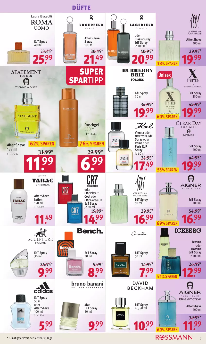 Aktueller Prospekt Rossmann - Prospekte - von 24.04 bis 28.04.2023 - strona 5 - produkty: after shave, duschgel, edp spray, edt spray, eis, laura biagiotti, Lotion, reis, spartipp, Ti, Yo, ZTE