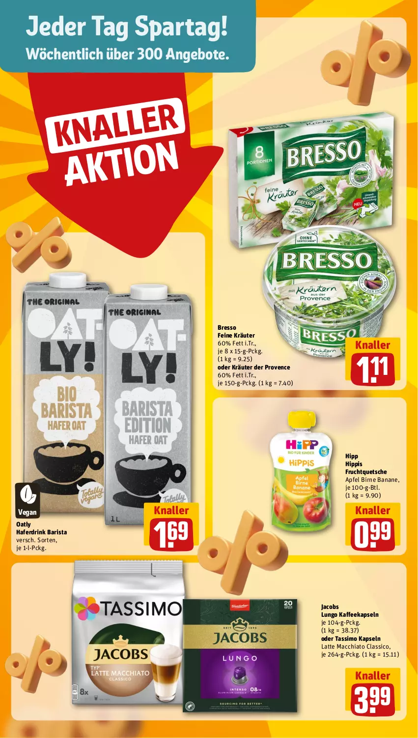 Aktueller Prospekt Rewe - Prospekte - von 19.08 bis 24.08.2024 - strona 2 - produkty: ACC, angebot, angebote, apfel, banane, bresso, chia, classico, drink, frucht, hafer, Haferdrink, hipp, jacobs, kaffee, kaffeekapseln, kräuter, latte, latte macchiato, lungo, mac, macchiato, oder kräuter, sim, tassimo