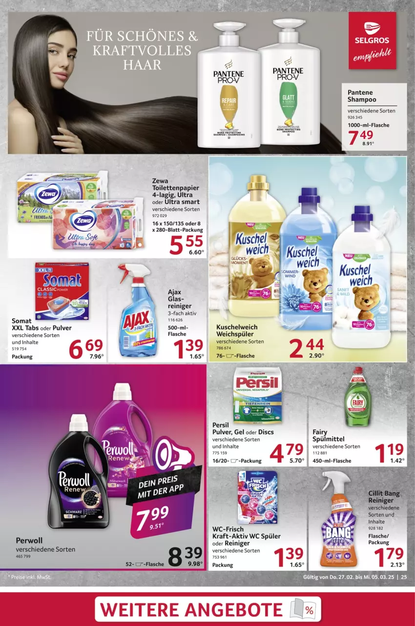 Aktueller Prospekt Selgros - Food - von 27.02 bis 05.03.2025 - strona 25 - produkty: eier, fairy, flasche, kraft, Kuschelweich, mam, pantene, papier, persil, reiniger, shampoo, somat, spülmittel, Ti, toilettenpapier, weichspüler, zewa