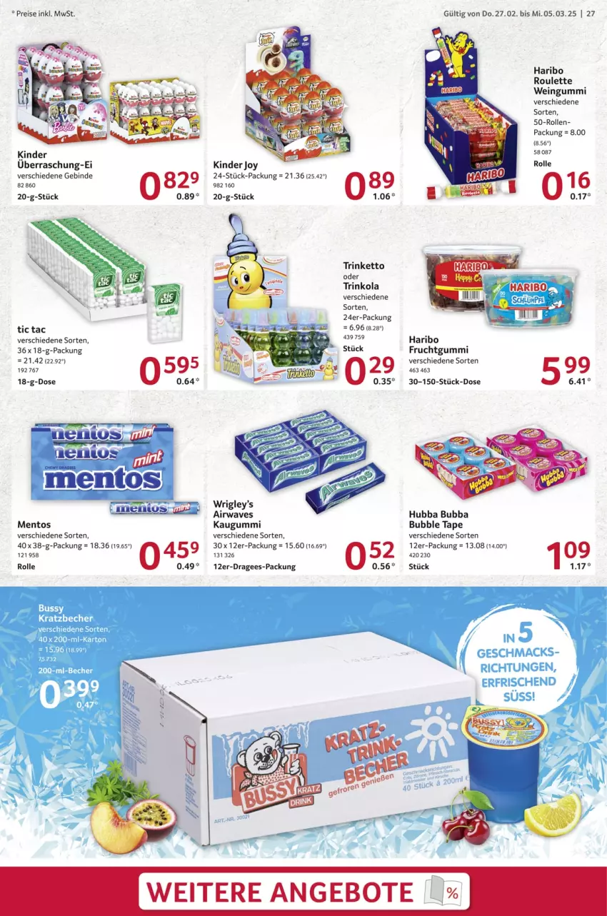 Aktueller Prospekt Selgros - Food - von 27.02 bis 05.03.2025 - strona 27 - produkty: angebot, angebote, Becher, eis, frucht, fruchtgummi, haribo, kaugummi, Kinder, mac, mentos, reis, Ti, wein