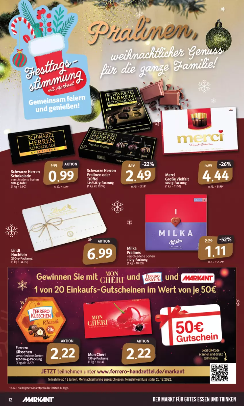 Aktueller Prospekt Markant - Prospekte - von 12.12 bis 17.12.2022 - strona 12 - produkty: eis, ferrero, Ferrero Küsschen, gutes essen, milka, reis, schoko, schokolade, Ti, ZTE