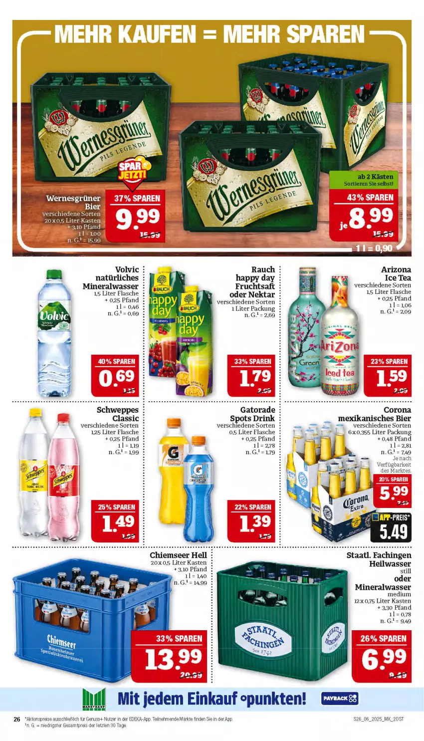 Aktueller Prospekt Marktkauf - Prospekt - von 02.02 bis 08.02.2025 - strona 26 - produkty: aktionspreis, Alwa, bier, corona, deka, drink, eis, flasche, frucht, fruchtsaft, Happy Day, ice tea, mineralwasser, Nektar, nuss, Rauch, reis, saft, schweppes, Staatl. Fachingen, Ti, volvic, wasser, ZTE