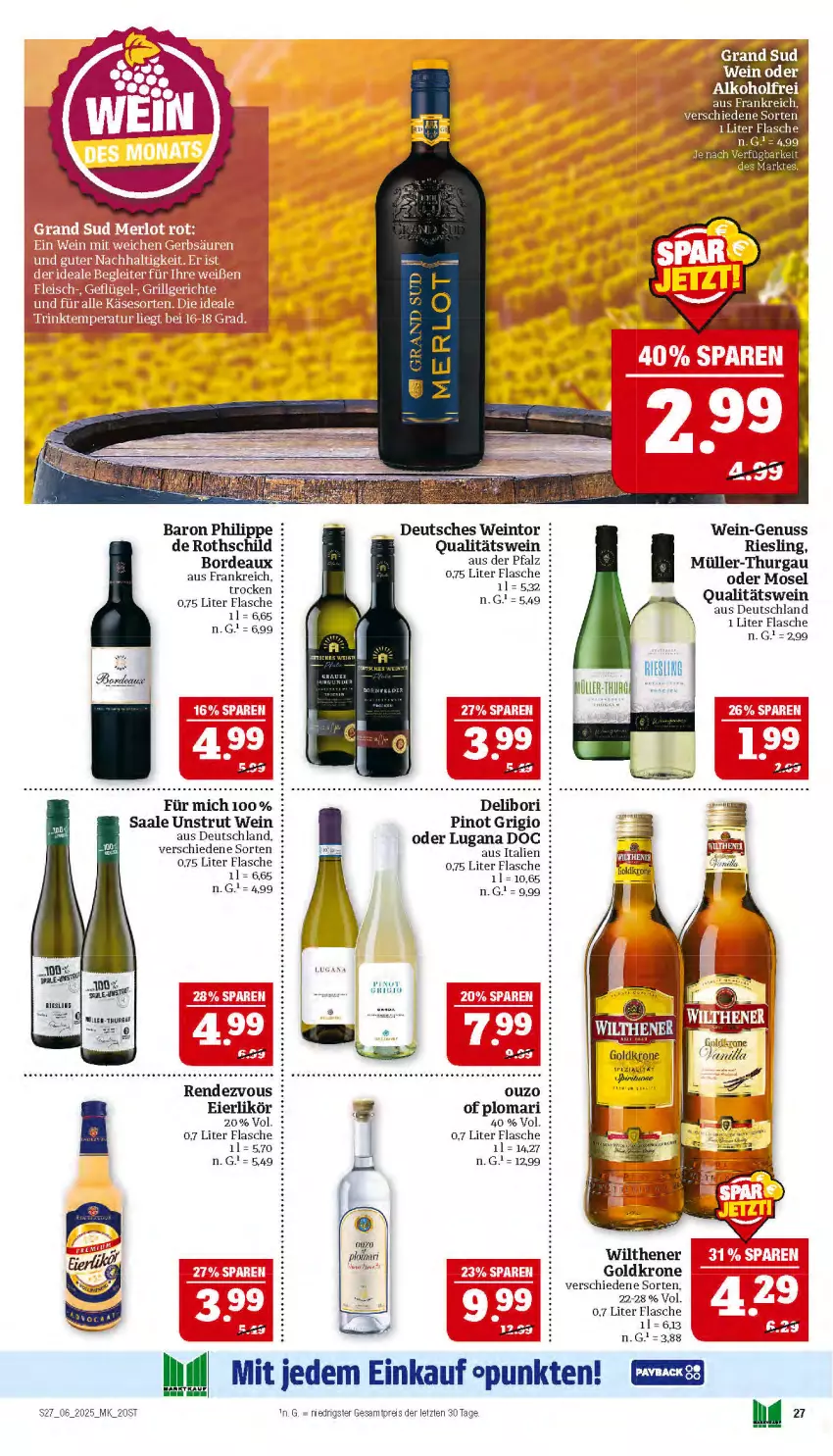 Aktueller Prospekt Marktkauf - Prospekt - von 02.02 bis 08.02.2025 - strona 27 - produkty: eier, eierlikör, eis, flasche, goldkrone, krone, likör, merl, merlot, Müller, Müller-Thurgau, nuss, ouzo, Pinot, pinot grigio, qualitätswein, reis, riesling, wein, wilthener, ZTE