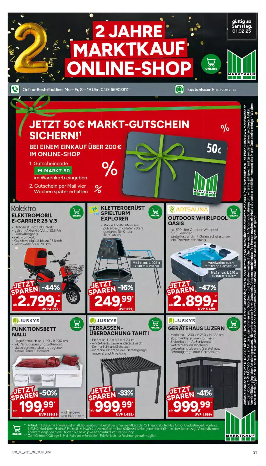 Aktueller Prospekt Marktkauf - Prospekt - von 02.02 bis 08.02.2025 - strona 31 - produkty: akku, bett, eis, Elektro, elle, Fahrrad, Garten, Gästebett, guthabenkarte, gutschein, Kinder, korb, latte, lattenrost, LG, Liege, matratze, milch, ndk, pool, Ria, schubladen, Ti, und matratze, Whirlpool