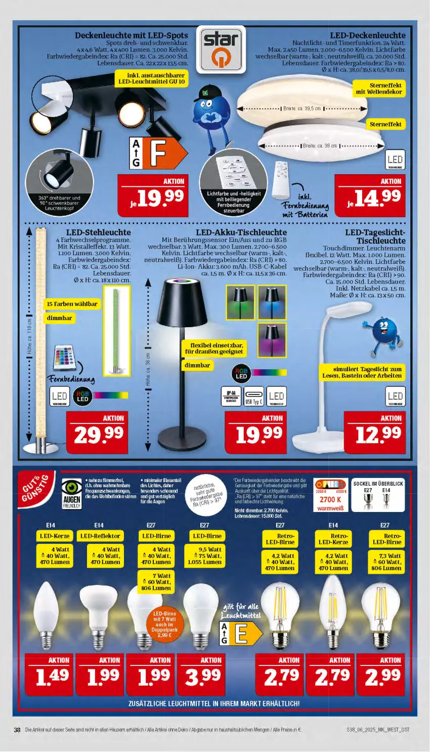 Aktueller Prospekt Marktkauf - Prospekt - von 02.02 bis 08.02.2025 - strona 38 - produkty: akku, auer, aust, batterie, batterien, dimmer, eis, elle, erde, kerze, latte, LED-Kerze, led-stehleuchte, Leuchte, leuchten, leuchtmittel, LG, reis, sim, stehleuchte, Ti, tisch, tischleuchte, usb