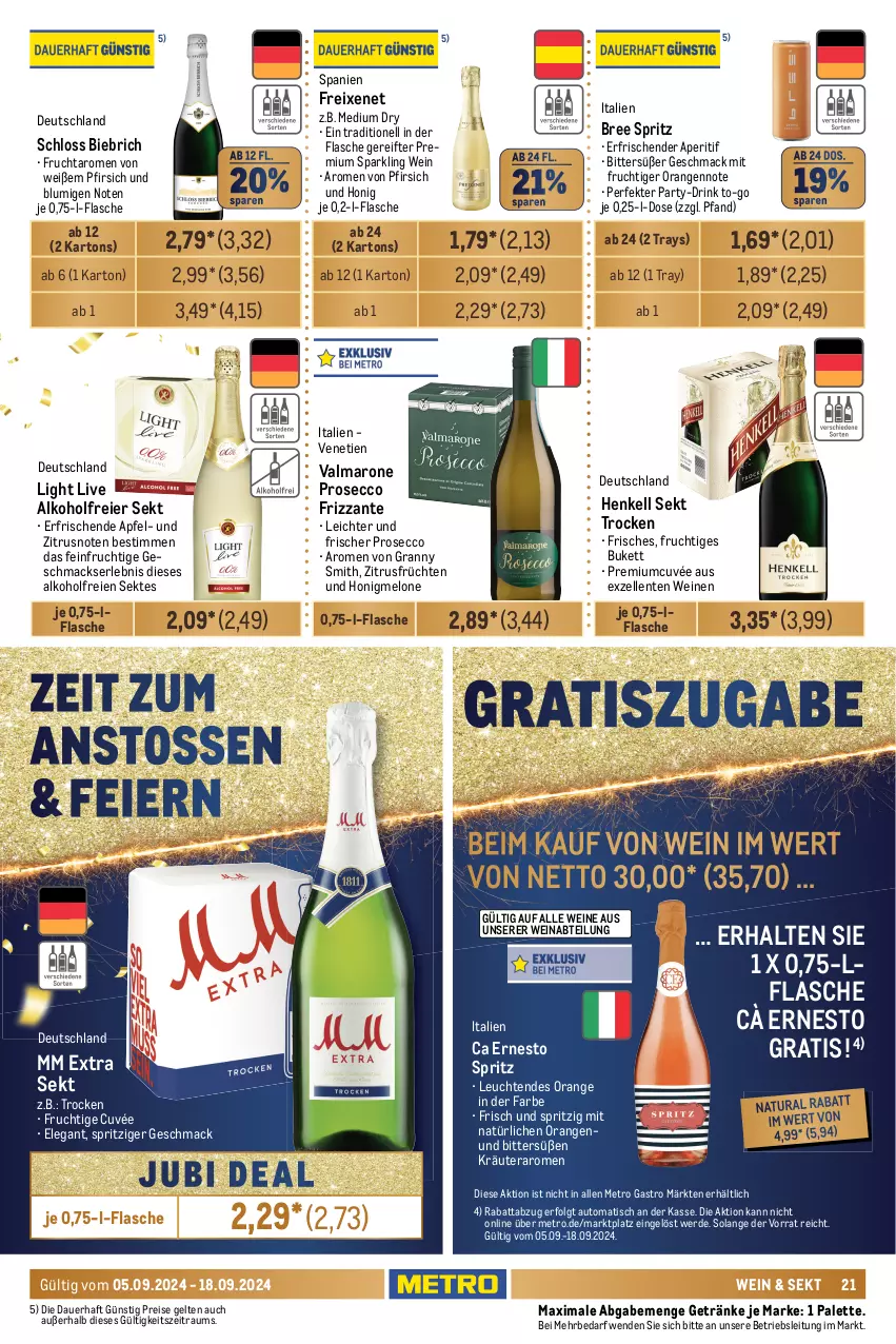 Aktueller Prospekt Metro - GastroJournal - von 05.09 bis 18.09.2024 - strona 21 - produkty: Abtei, alkohol, ananas, aperitif, apfel, aprikose, aprikosen, asti, auer, auto, Bad, beere, beeren, bree, brombeere, brombeeren, burgunder, cabernet, cabernet sauvignon, cassis, chardonnay, corona, cuvée, dell, drink, ecco, eier, eis, elle, ente, erde, ernesto, flasche, freixenet, frizzante, frucht, früchte, früchten, getränk, getränke, gewürz, grauer burgunder, henkel, henkell, henkell sekt, honig, honigmelone, kirsch, kirsche, kräuter, Leuchte, leuchten, LG, mac, melone, Metro, metro gastro, mezzacorona, mit frucht, mm extra, natur, natura, orange, orangen, Palette, passo, pfirsich, Pinot, pinot grigio, primitivo, prosecco, reis, Ria, sauvignon, sekt, tempranillo, Ti, tisch, vanille, wein, weine