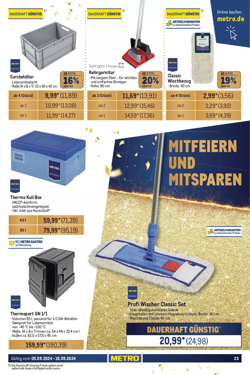 Aktueller Prospekt Metro - GastroJournal - von 05.09 bis 18.09.2024 - strona 23 - produkty: ACC, Aluminiumfolie, ariel, auer, Becher, Behälter, Brei, danklorix, eier, eis, flasche, garnitur, handschuhe, handtücher, Kehrgarnitur, lebensmittel, Metro, Palette, papier, Pods, pril, reiniger, reis, schuhe, spülmaschinen, spülmittel, Ti, toilettenpapier, tücher, vollwaschmittel, waschmittel