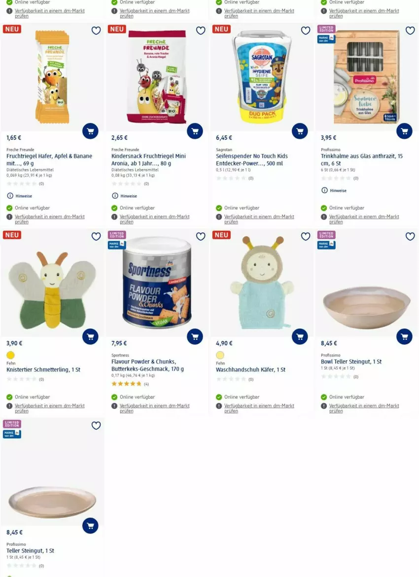 Aktueller Prospekt Dm Drogerie - Prospekte - von 19.06 bis 28.06.2023 - strona 19 - produkty: apfel, banane, butter, butterkeks, decke, eis, elle, freche freunde, frucht, hafer, käfer, keks, Kinder, lebensmittel, mac, Mett, Profissimo, riegel, sagrotan, Schmetterling, Seife, seifenspender, sim, snack, Sport, teller, Ti, tisch, Trinkhalme, waschhandschuh