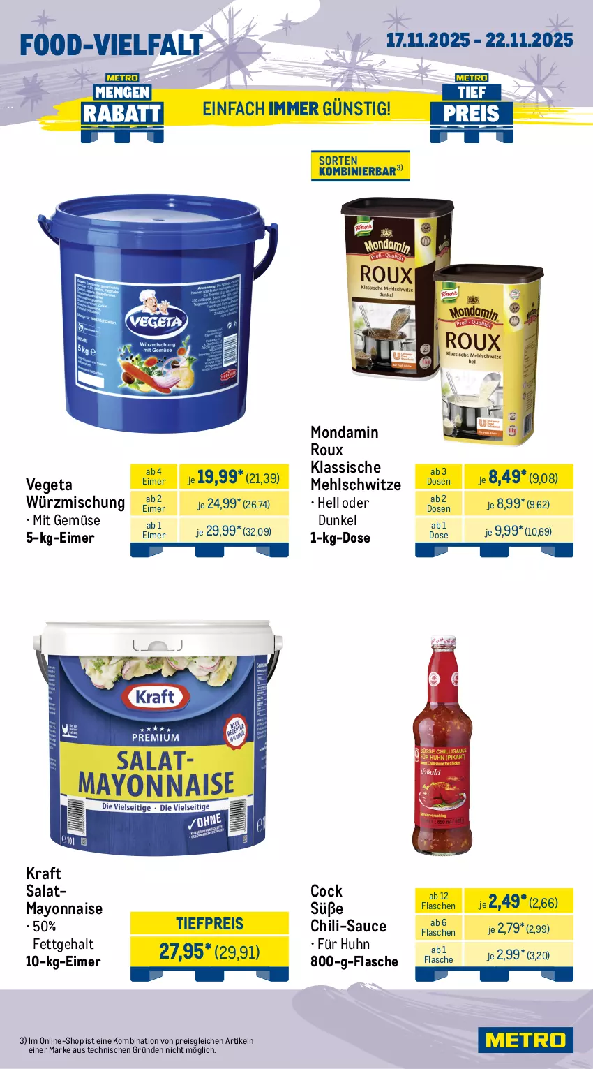 Aktueller Prospekt Metro - Wochen-Angebote Gastro - von 17.11 bis 22.11.2025 - strona 12 - produkty: angebot, bohne, chili, coca-cola, cola, coupon, drink, eimer, eis, energy drink, espresso, flasche, getränk, getränke, kraft, lavazza, Löffel, mayonnaise, mehl, mit gemüse, mondamin, Palette, red bull, reis, salat, sauce, Ti, tiefpreis, Vegeta, Yo