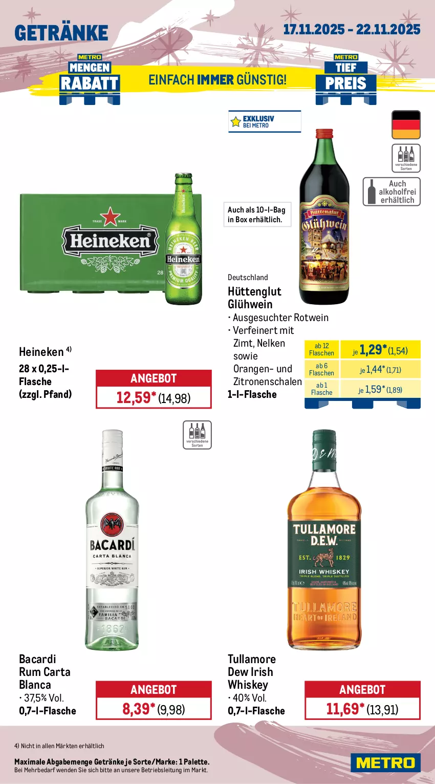 Aktueller Prospekt Metro - Wochen-Angebote Gastro - von 17.11 bis 22.11.2025 - strona 16 - produkty: angebot, ariel, auer, bacardi, bacardi rum, beleuchtung, flasche, geschirr, geschirrspülmittel, getränk, getränke, Glastür, Glühwein, heineken, irish whiskey, klarspüler, kühlschrank, Metro, metro gastro, orange, orangen, Palette, Pods, reiniger, rotwein, rum, Schal, Schale, Schrank, spülmittel, Ti, tullamore, tullamore dew, vollwaschmittel, waschmittel, wein, whiskey, zitrone, zitronen