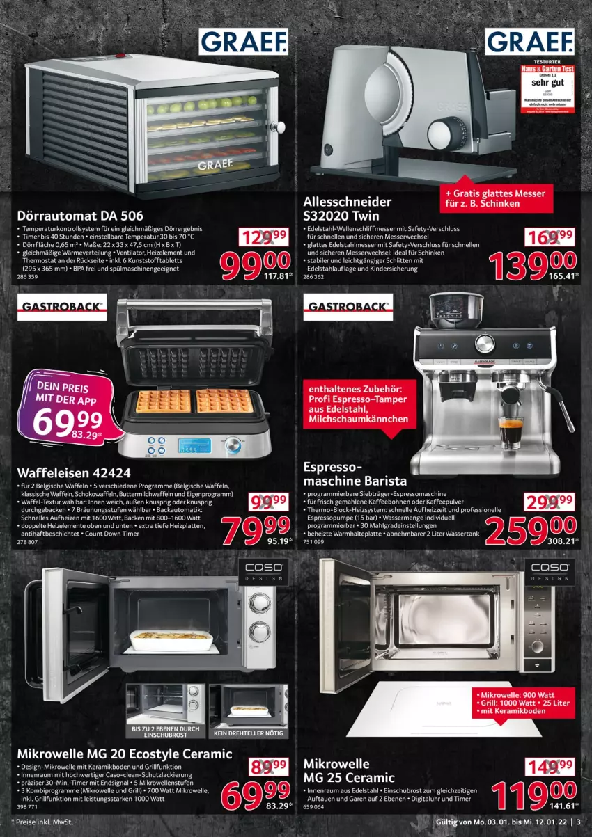 Aktueller Prospekt Selgros - Vorschau:
            Nonfood - von 03.01 bis 12.01.2022 - strona 3 - produkty: auto, bohne, bohnen, butter, buttermilch, edelstahl, edelstahlmesser, eis, elle, ente, espresso, Garten, geback, grill, kaffee, kaffeebohnen, Kinder, lack, latte, LG, messer, mikrowelle, milch, reis, rwe, schinken, Schlitten, schoko, spülmaschinen, tablet, tablett, tee, teller, thermostat, Ti, timer, uhr, ventilator, Waffeleisen, waffeln, wasser