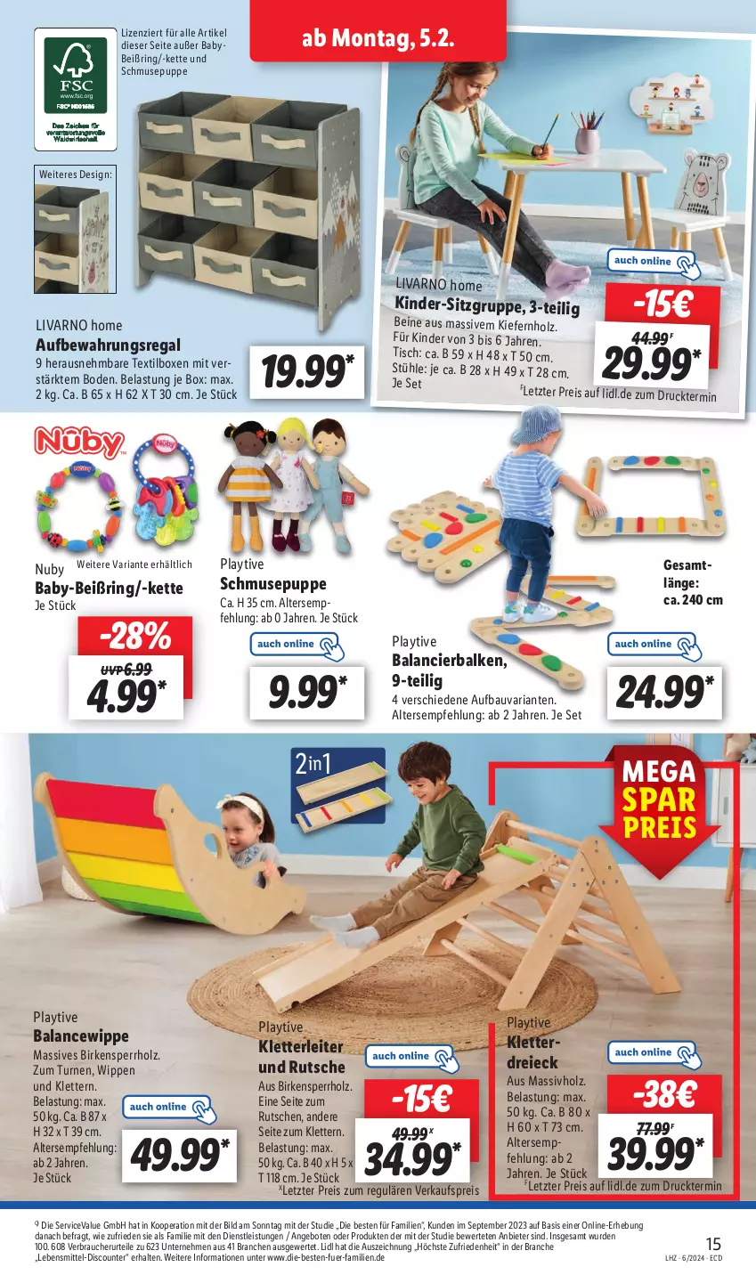 Aktueller Prospekt Lidl - Aktionsprospekt - von 05.02 bis 10.02.2024 - strona 19 - produkty: angebot, angebote, Bau, discount, eis, Holz, Kette, Kinder, lebensmittel, massivholz, Puppe, Rauch, regal, reis, Ria, ring, Stühl, Ti, tisch, ZTE