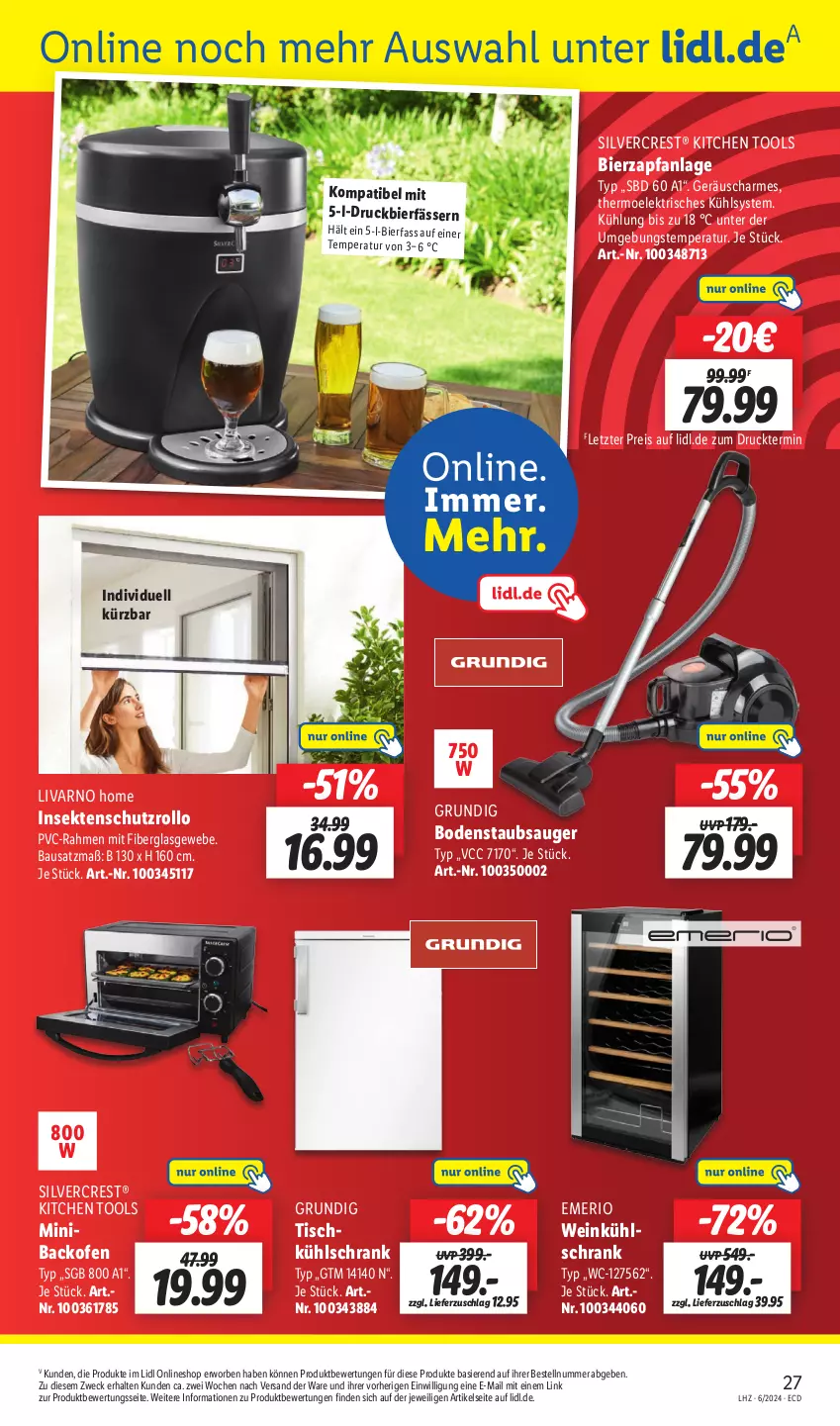 Aktueller Prospekt Lidl - Aktionsprospekt - von 05.02 bis 10.02.2024 - strona 33 - produkty: backofen, Bau, bier, bodenstaubsauger, eis, grundig, insektenschutz, kühlschrank, Ofen, reis, Schrank, sekt, silvercrest, staubsauger, Ti, tisch, weck, wein, ZTE