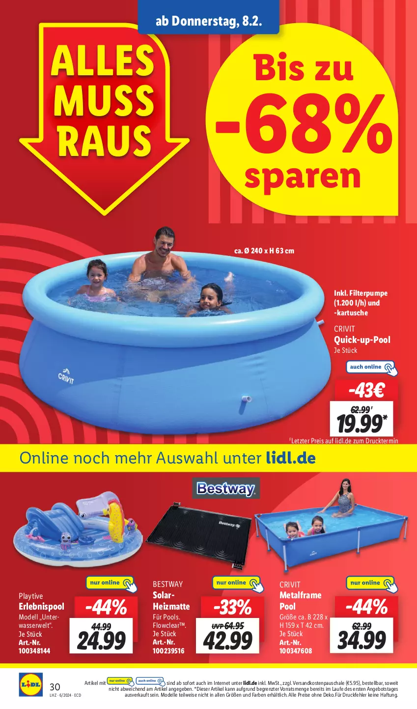 Aktueller Prospekt Lidl - Aktionsprospekt - von 05.02 bis 10.02.2024 - strona 36 - produkty: angebot, bestway, crivit, dell, eis, elle, Mode, ndk, pool, reis, rwe, Schal, Schale, Ti, wasser, ZTE