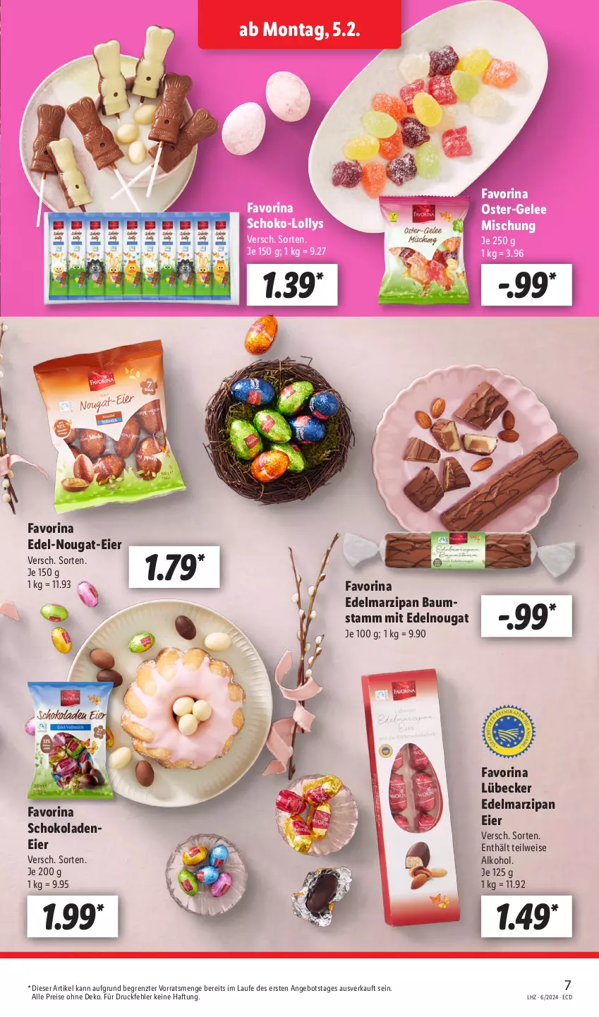 Aktueller Prospekt Lidl - Aktionsprospekt - von 05.02 bis 10.02.2024 - strona 9 - produkty: alkohol, angebot, Bau, Edelmarzipan, eier, eis, gelee, Lübecker, marzipan, reis, schoko, schokolade, schokoladen, Ti, ZTE