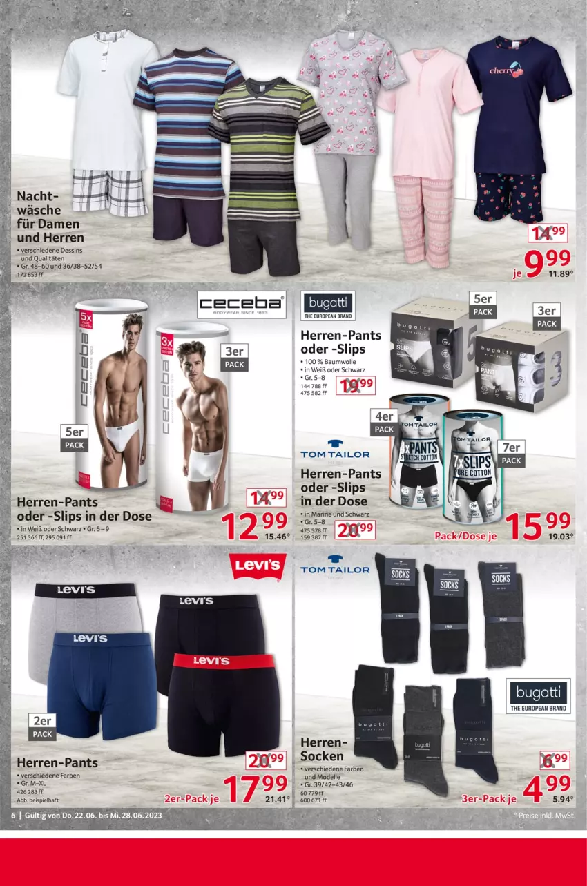 Aktueller Prospekt Selgros - Nonfood - von 22.06 bis 28.06.2023 - strona 6 - produkty: Bau, baumwolle, dell, eier, eis, elle, herren-pants, Mode, Pants, slip, slips, socken, tom tailor, wolle