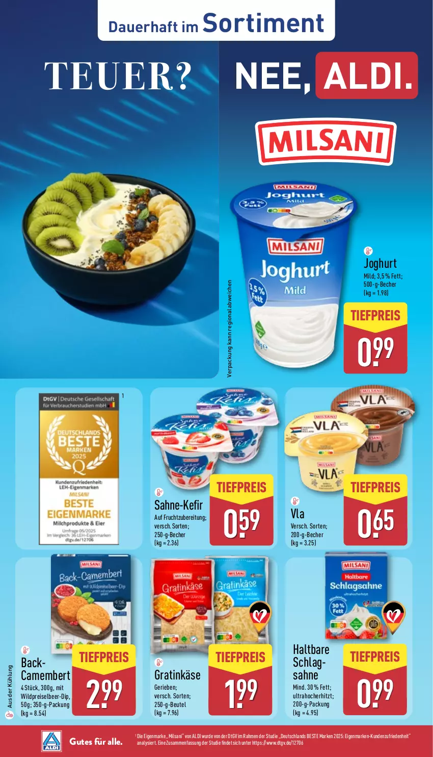 Aktueller Prospekt Aldi Nord - Von Montag - von 22.09 bis 27.09.2025 - strona 2 - produkty: aldi, auer, Becher, beutel, camembert, dip, eis, frucht, joghur, joghurt, Käse, Kefir, reis, sahne, Ti, tiefpreis, Wild
