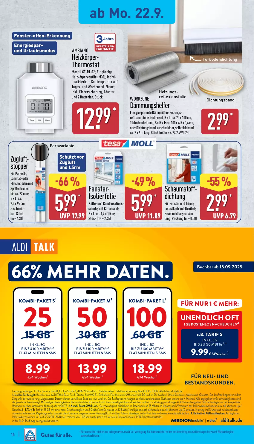 Aktueller Prospekt Aldi Nord - Von Montag - von 22.09 bis 27.09.2025 - strona 20 - produkty: adapter, aldi, aldi talk, ambia, auto, batterie, batterien, Bau, Brei, buch, dell, eis, erde, fenster, Fenster und Türen, Germ, gin, hardware, Kinder, laminat, LG, Mode, Rauch, reis, Ria, ring, rwe, thermostat, Ti, topper, usb, ZTE, Zugluftstopper