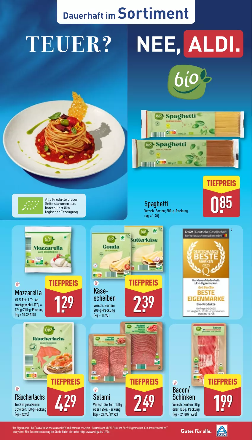 Aktueller Prospekt Aldi Nord - Von Montag - von 22.09 bis 27.09.2025 - strona 3 - produkty: aldi, auer, bacon, bio, eis, Käse, käsescheiben, lachs, mozzarella, Räucherlachs, reis, rel, salami, salz, schinken, spaghetti, Ti, tiefpreis, trolli