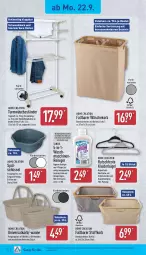 Gazetka promocyjna Aldi Nord - Von Montag - Gazetka - ważna od 27.09 do 27.09.2025 - strona 18 - produkty: bambus, beutel, bio, biozidprodukte, bügel, decke, Deckel, flasche, gin, henkel, hygiene-reiniger, kleid, kleider, kleiderbügel, korb, kraft, maschinenreiniger, Rauch, reiniger, Ria, rwe, schüssel, Ti, Wanne, wäschekorb, ZTE