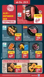 Gazetka promocyjna Aldi Nord - Von Montag - Gazetka - ważna od 27.09 do 27.09.2025 - strona 31 - produkty: Alaska-Seelachs, aldi, backfisch, backwaren, Bau, bio, braten, cheddar, Donut, eis, filet, fisch, geback, gewürz, gin, grill, Grillkäse, jalapeño, Käse, kasseler, lachs, medaillons, mozzarella, nacho, nuss, Ofen, pizza, Pizzateig, Plunder, Räucherling, reis, rel, Schal, Schale, schwein, schweine, schweinefilet, Soße, spargel, Speck, Tasche, Ti, tiefpreis, tisch, tomate, tomaten, wein, weine