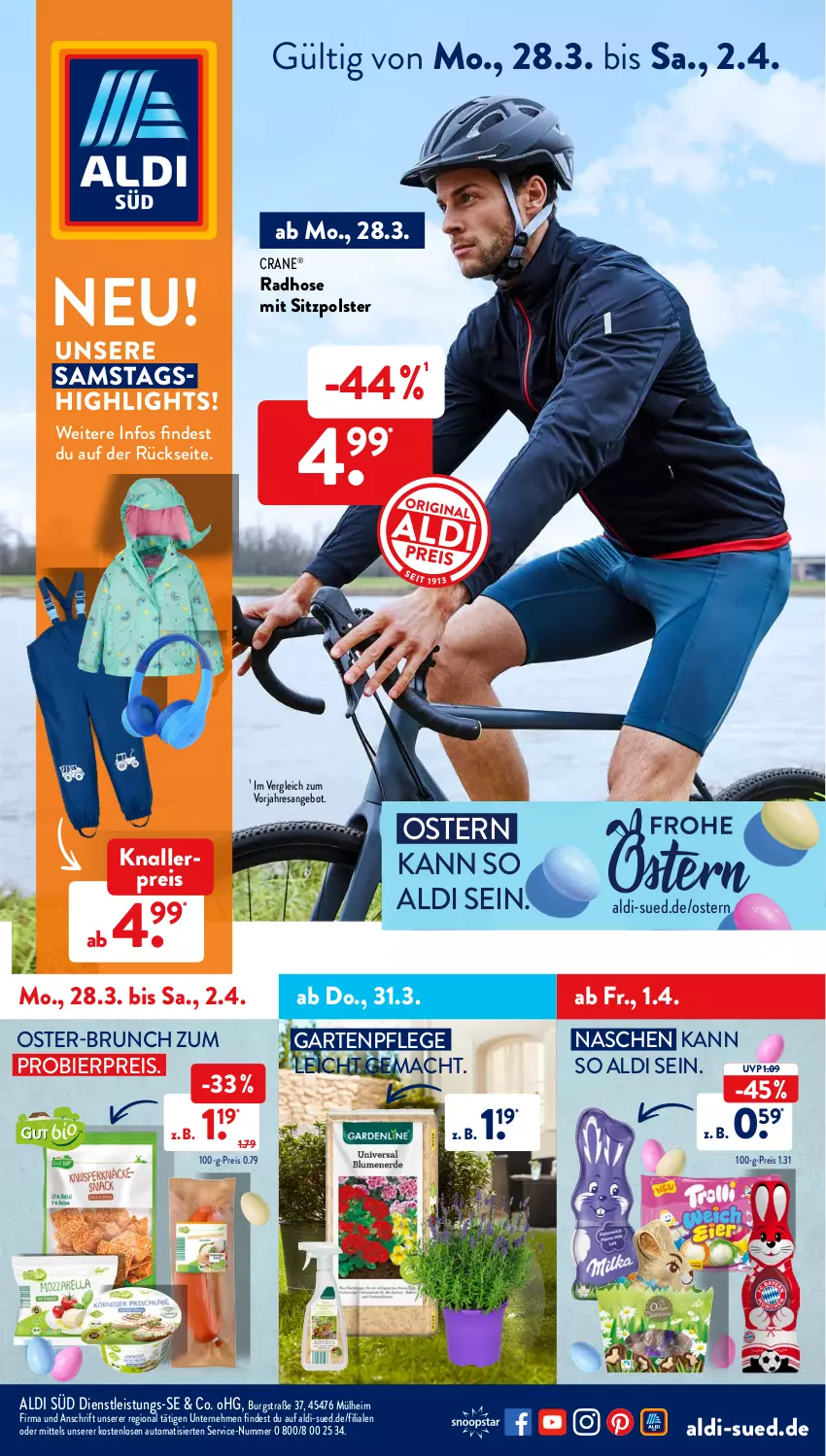 Aktueller Prospekt AldiSud - ALDI Aktuell - von 28.03 bis 02.04.2022 - strona 1 - produkty: aldi, angebot, auto, bier, eis, Garten, hose, knallerpreis, mac, reis, resa, Ti