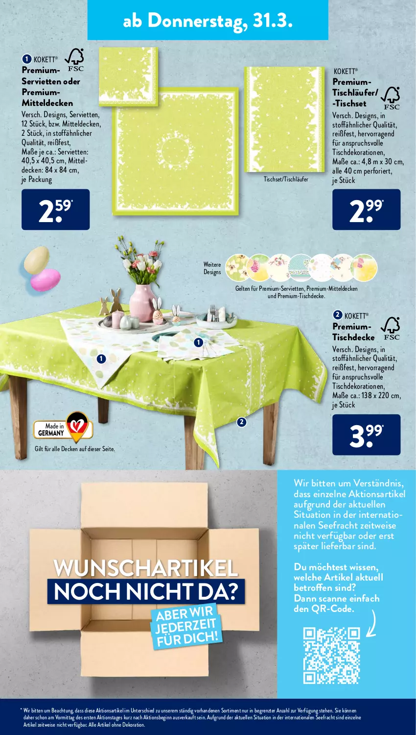 Aktueller Prospekt AldiSud - ALDI Aktuell - von 28.03 bis 02.04.2022 - strona 27 - produkty: alle artikel ohne dekoration, decke, dekoration, eis, elle, gin, Läufer, mitteldecke, Serviette, servietten, Ti, tisch, tischdecke, tischläufer, Tischset, ZTE