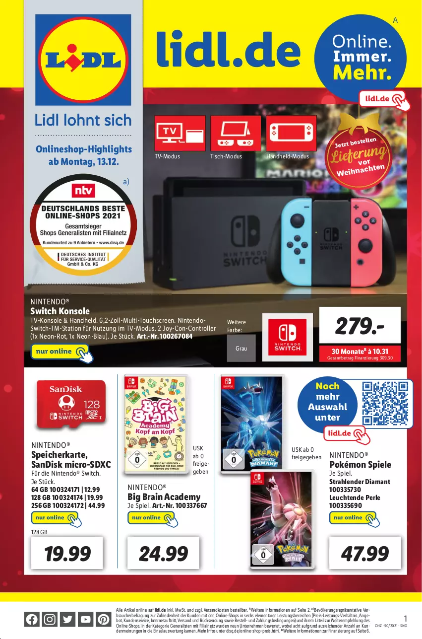 Aktueller Prospekt Lidl - Wochen-Highlights im Onlineshop - von 13.12 bis 19.12.2021 - strona 1