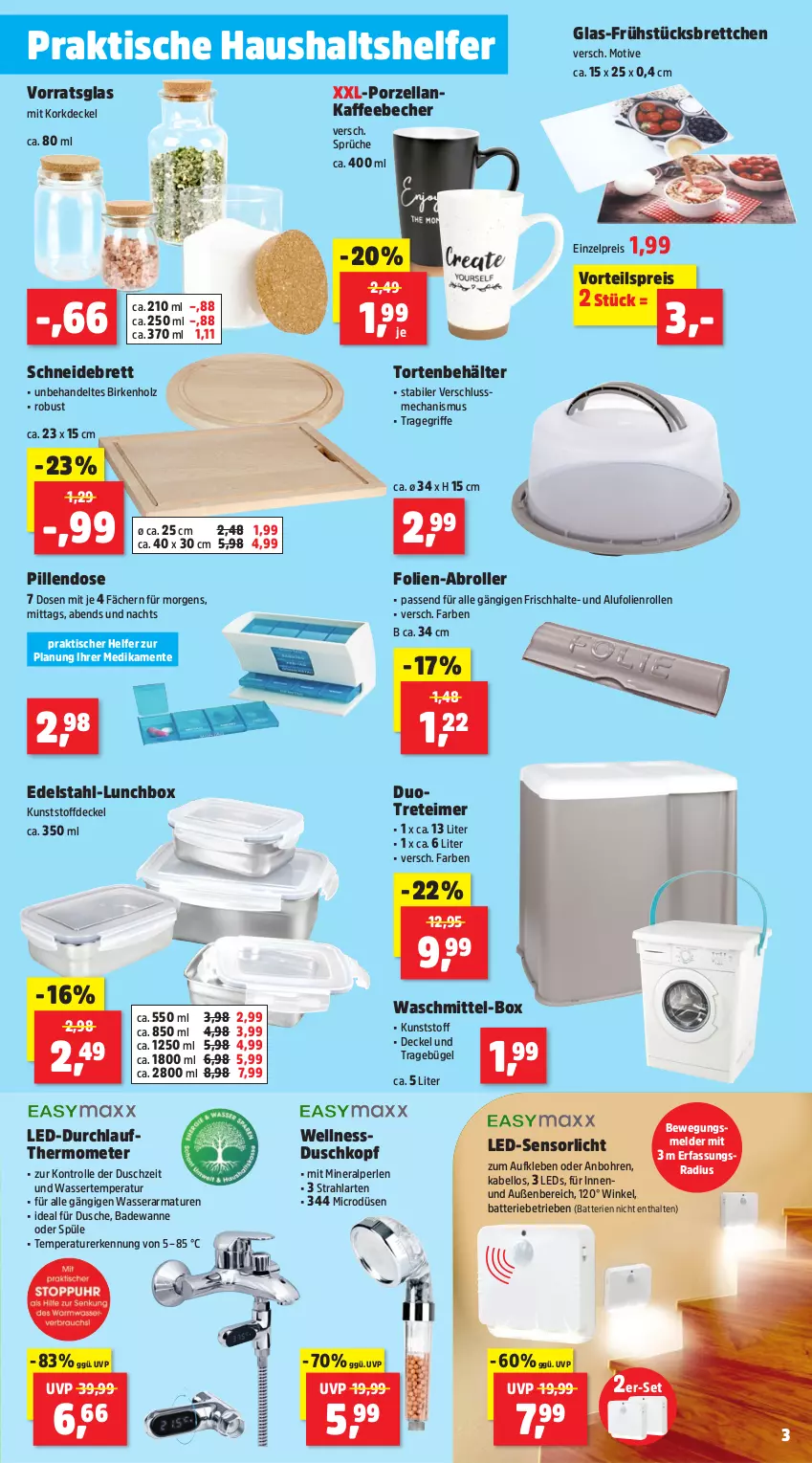 Aktueller Prospekt Thomas Philipps - von 13.01 bis 18.01.2025 - strona 3 - produkty: armatur, armaturen, Bad, Badewanne, batterie, batterien, Becher, Behälter, Brettchen, bügel, decke, Deckel, dusche, edelstahl, eimer, eis, ente, Holz, kaffee, kaffeebecher, leds, lunchbox, passend für alle, perlen, reis, Roller, schneidebrett, ssd, thermometer, Ti, tisch, torte, tragegriff, treteimer, vorteilspreis, Wanne, waschmittel, wasser