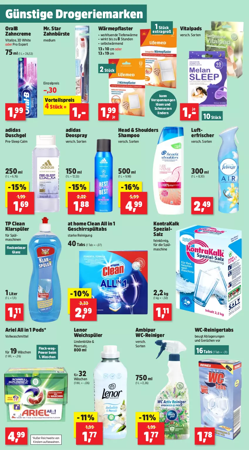 Aktueller Prospekt Thomas Philipps - von 13.01 bis 18.01.2025 - strona 6 - produkty: Adidas, ariel, Blüte, bürste, creme, deo, deospray, duschgel, eis, geschirr, Kinder, klarspüler, lenor, lenor weichspüler, lufterfrischer, meersalz, oralb, pflaster, Pods, reiniger, Reinigung, reis, salz, shampoo, Spezi, spülmaschinen, Ti, vita, vollwaschmittel, vorteilspreis, waschmittel, wc-reiniger, weichspüler, zahnbürste, zahncreme