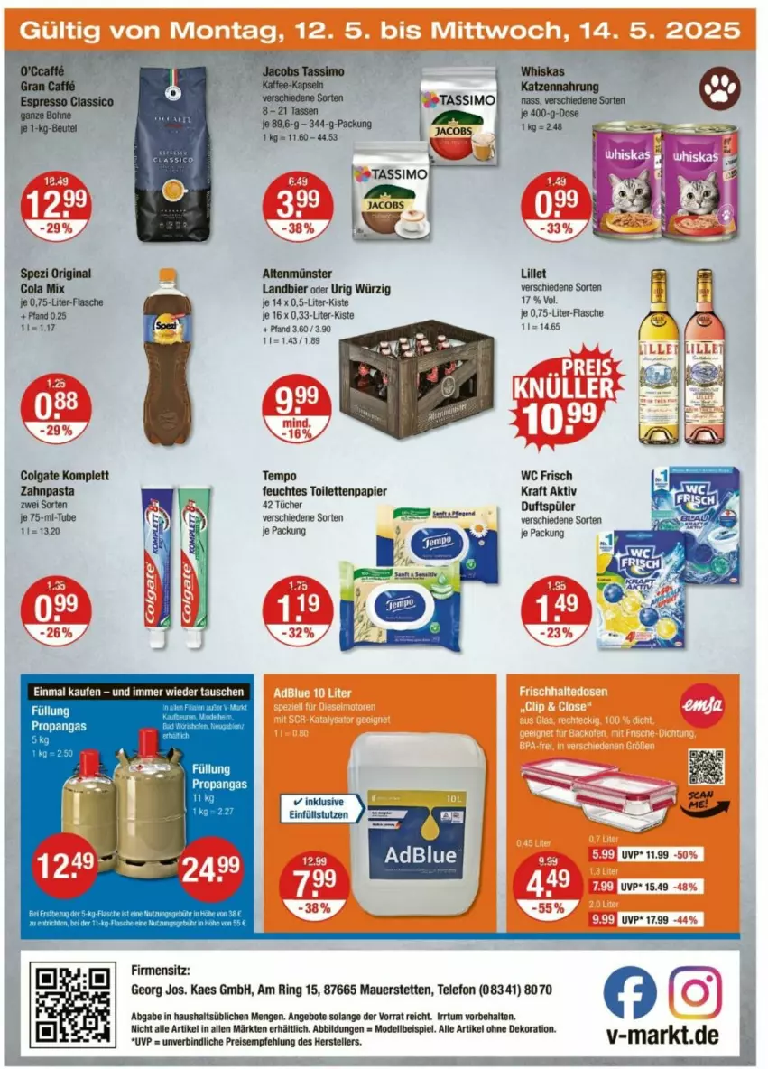 Aktueller Prospekt Vmarkt - Prospekte - von 08.05 bis 14.05.2025 - strona 24 - produkty: alle artikel ohne dekoration, Altenmünster, angebot, angebote, auer, bier, cola, colgate, dekoration, dell, eis, elle, feuchtes toilettenpapier, flasche, Füllung Propangas, gin, jacobs, kaes, kraft, LG, lillet, Mode, papier, ring, sim, Spezi, tassimo, telefon, teller, Tempo, Ti, toilettenpapier, tücher, wc frisch, WC Frisch Kraft Aktiv