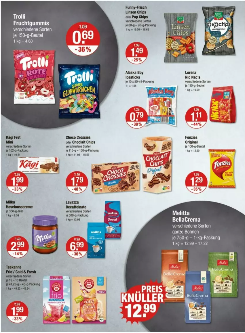 Aktueller Prospekt Vmarkt - Prospekte - von 08.05 bis 14.05.2025 - strona 8 - produkty: bellacrema, beutel, chips, choclait chips, choco crossies, crossies, gin, lavazza, nic nac's, Ti