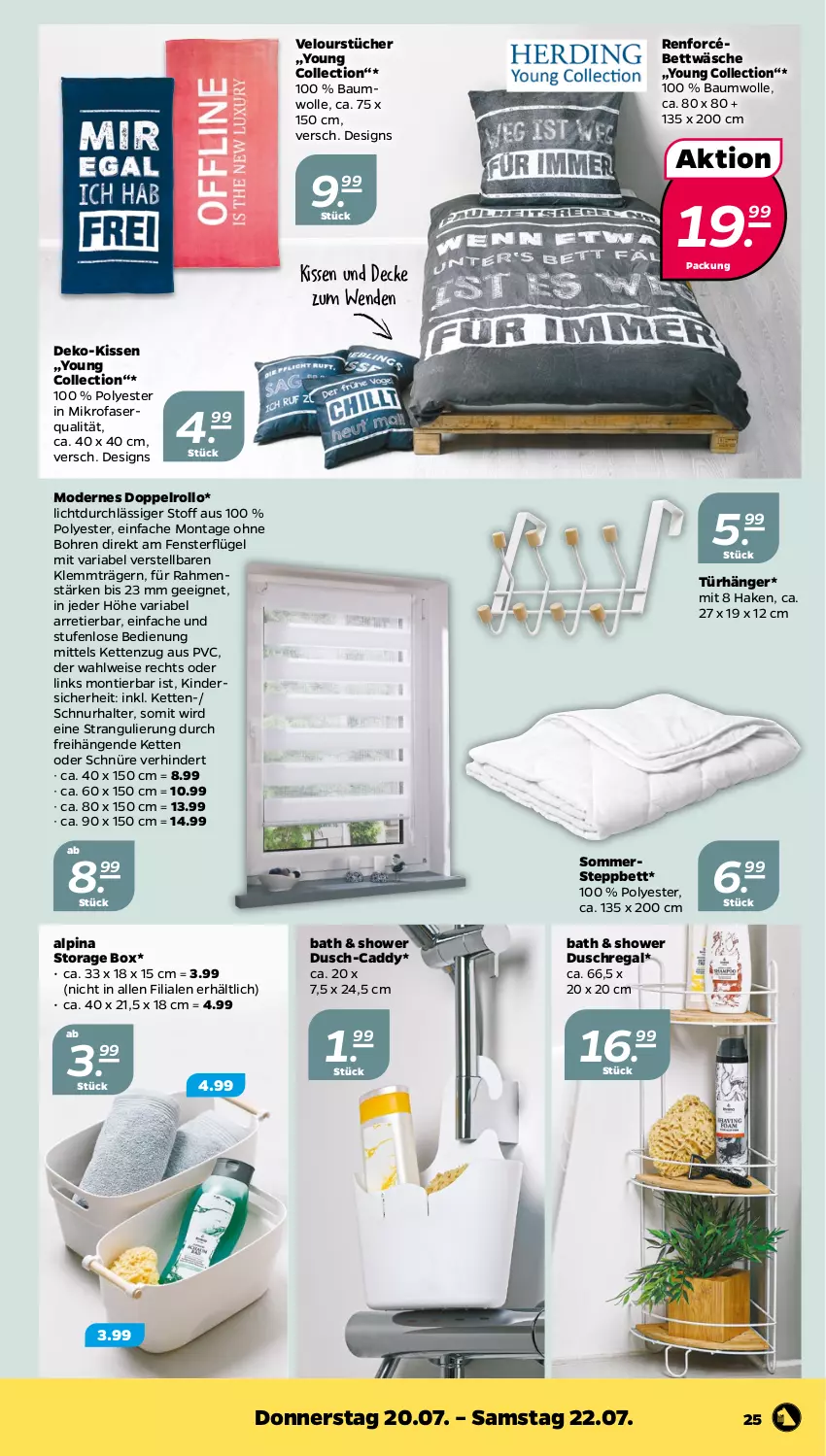 Aktueller Prospekt Netto - Woche 29 - von 17.07 bis 22.07.2023 - strona 25 - produkty: alpina, Bau, baumwolle, bett, bettwäsche, decke, doppelrollo, eis, fenster, Kette, Kinder, kissen, mikrofaser, Mode, regal, Ria, steppbett, Ti, tücher, wolle, Yo