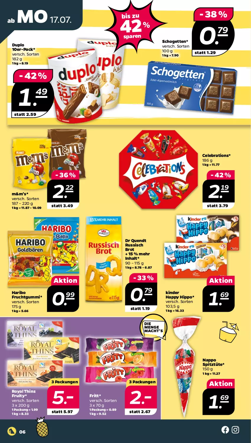 Aktueller Prospekt Netto - Woche 29 - von 17.07 bis 22.07.2023 - strona 6 - produkty: brot, duplo, frucht, fruchtgummi, haribo, hipp, Kinder, russisch brot, schogetten, Ti, Tüte