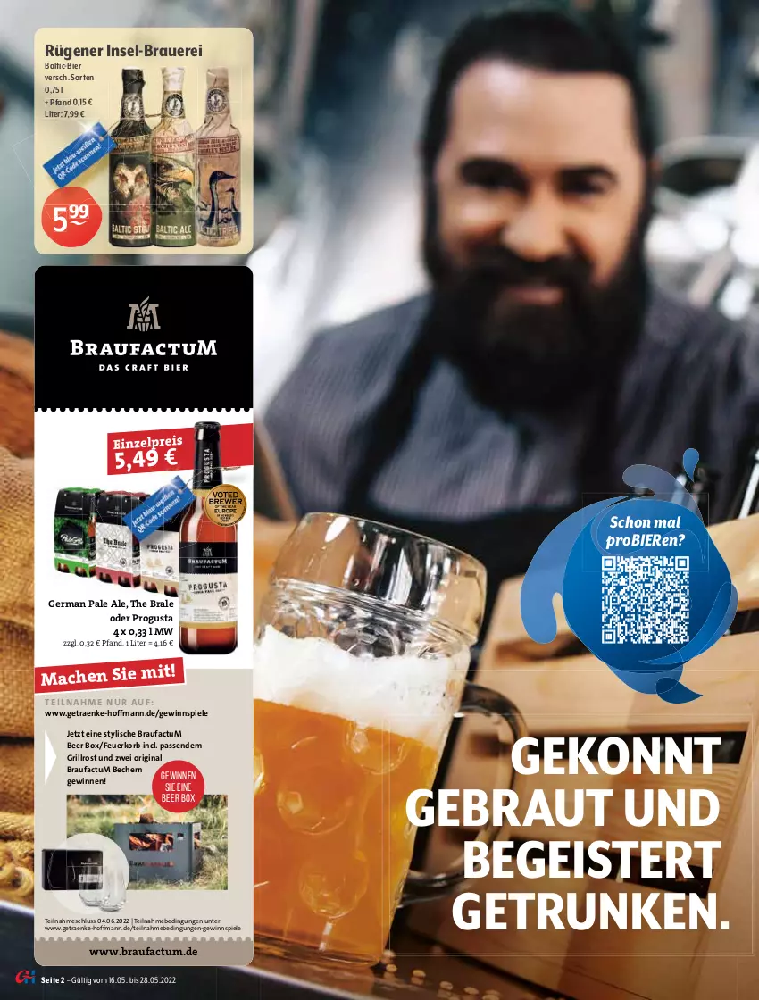 Aktueller Prospekt Getraenke Hoffmann - Prospekte - von 16.05 bis 28.05.2022 - strona 2 - produkty: asti, auer, Becher, Berger, bier, Biere, bio, cola, eis, Elan, elle, Faktu, Feuerkorb, frucht, Germ, gewinnspiel, gin, grill, grillrost, honig, korb, kräuter, krone, mac, mais, malz, Meister, mönchshof, nürnberger, nuss, pils, pilsener, pril, Rauch, reis, Ria, riegel, Rügener, scotch, Spezi, Spiele, störtebeker, Ti, tuc, Tucher, WICK