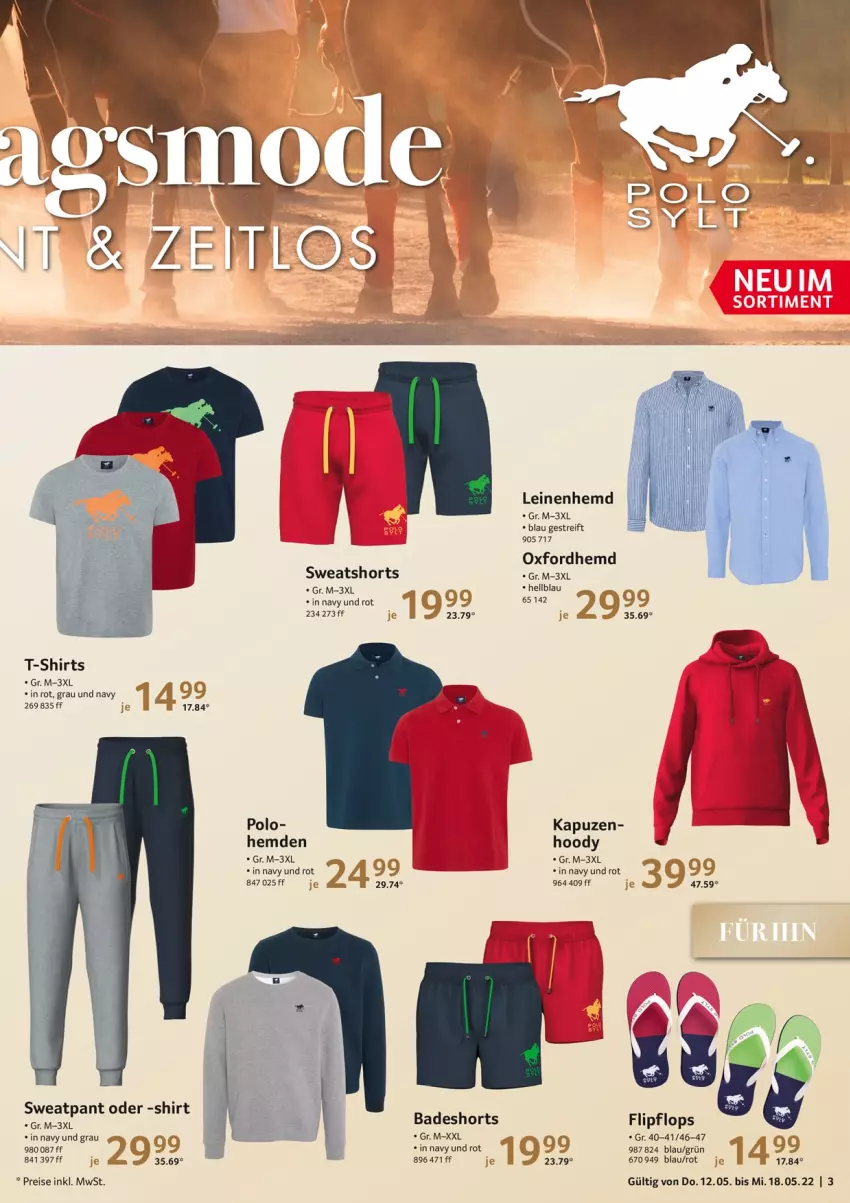 Aktueller Prospekt Selgros - Nonfood - von 12.05 bis 18.05.2022 - strona 3 - produkty: Bad, badeshorts, eis, hemd, hemden, leine, reis, shirt, shirts, shorts, sweatshorts, T-Shirt, Ti