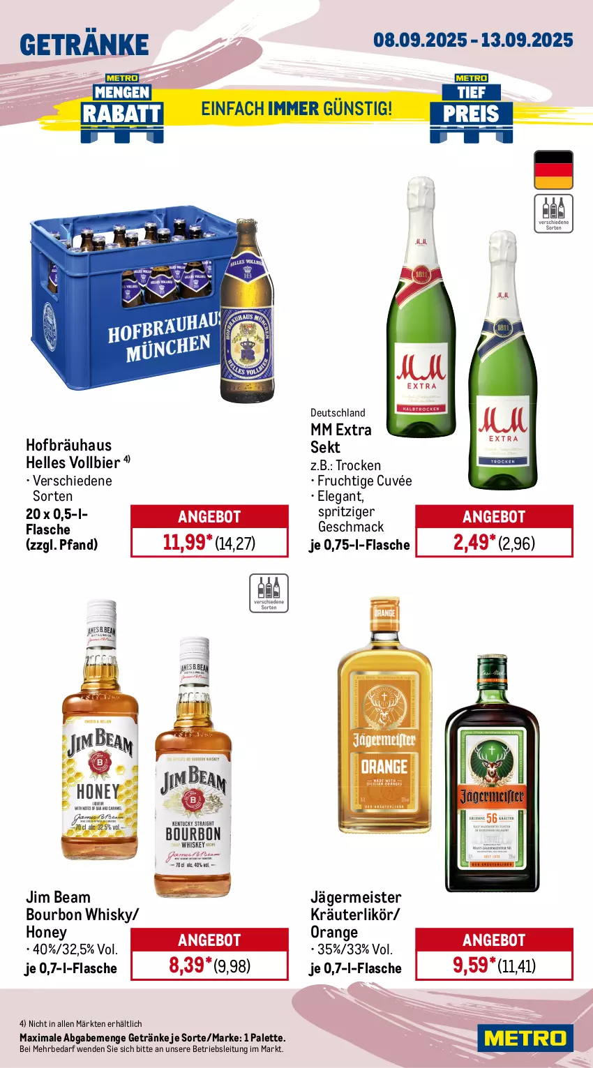 Aktueller Prospekt Metro - Wochen-Angebote Gastro - von 08.09 bis 13.09.2025 - strona 16 - produkty: angebot, auer, Behälter, bier, bourbon, cuvée, edelstahl, eis, elle, flasche, frucht, Germ, getränk, getränke, jägermeister, jim beam, kräuter, kräuterlikör, küche, Küchen, küchenmaschine, küchentücher, likör, mac, Meister, Metro, metro gastro, mm extra, orange, Palette, papier, persil, reis, rwe, Schneebesen, schüssel, sekt, teller, Ti, Trockensauger, tücher, vollwaschmittel, waschmittel, werkzeug, werkzeuge, whisky, zewa
