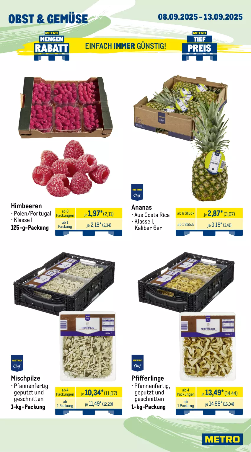 Aktueller Prospekt Metro - Wochen-Angebote Gastro - von 08.09 bis 13.09.2025 - strona 7 - produkty: ananas, angebot, Becher, beere, beeren, beutel, Dorade, dorade royal, eis, filet, fisch, fische, garnelen, hering, Herings, himbeer, himbeere, himbeeren, HP, Metro, obst, pfanne, pfannen, Pfifferlinge, pilze, reis, ring, schnitten, Ti, tiefpreis, Waage, wasser
