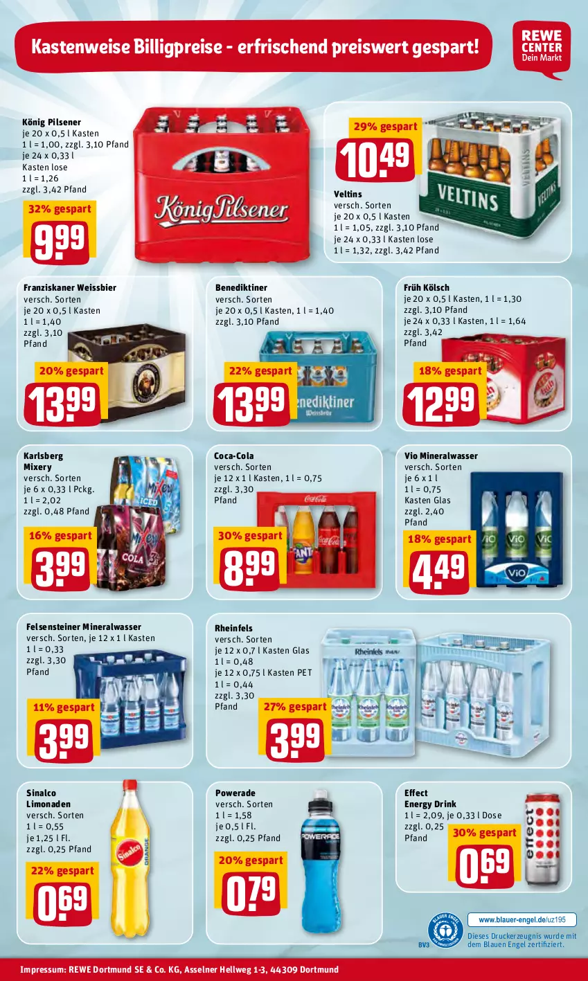 Aktueller Prospekt Rewe - Prospekte - von 21.03 bis 27.03.2022 - strona 32 - produkty: Alwa, Benediktiner, bier, coca-cola, cola, drink, drucker, Effect, eis, energy drink, Engel, franziskaner, Früh Kölsch, karlsberg, karlsberg mixery, kerze, könig pilsener, limo, limonade, limonaden, mineralwasser, Mixer, mixery, pils, pilsener, reis, sinalco, steiner, Ti, veltins, wasser, weissbier