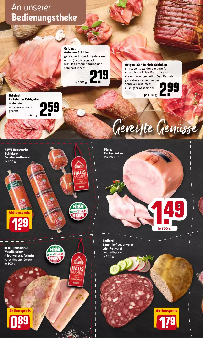 Aktueller Prospekt Rewe - Prospekte - von 21.03 bis 27.03.2022 - strona 6 - produkty: aktionspreis, auer, aufschnitt, Bau, Bauer, eis, gin, hausmarke, kochschinken, leberwurst, mac, meersalz, Mett, mettwurst, nuss, reis, rewe hausmarke, Rotwurst, salz, schinken, Ti, Tiere, wurst, zwiebel, zwiebelmettwurst