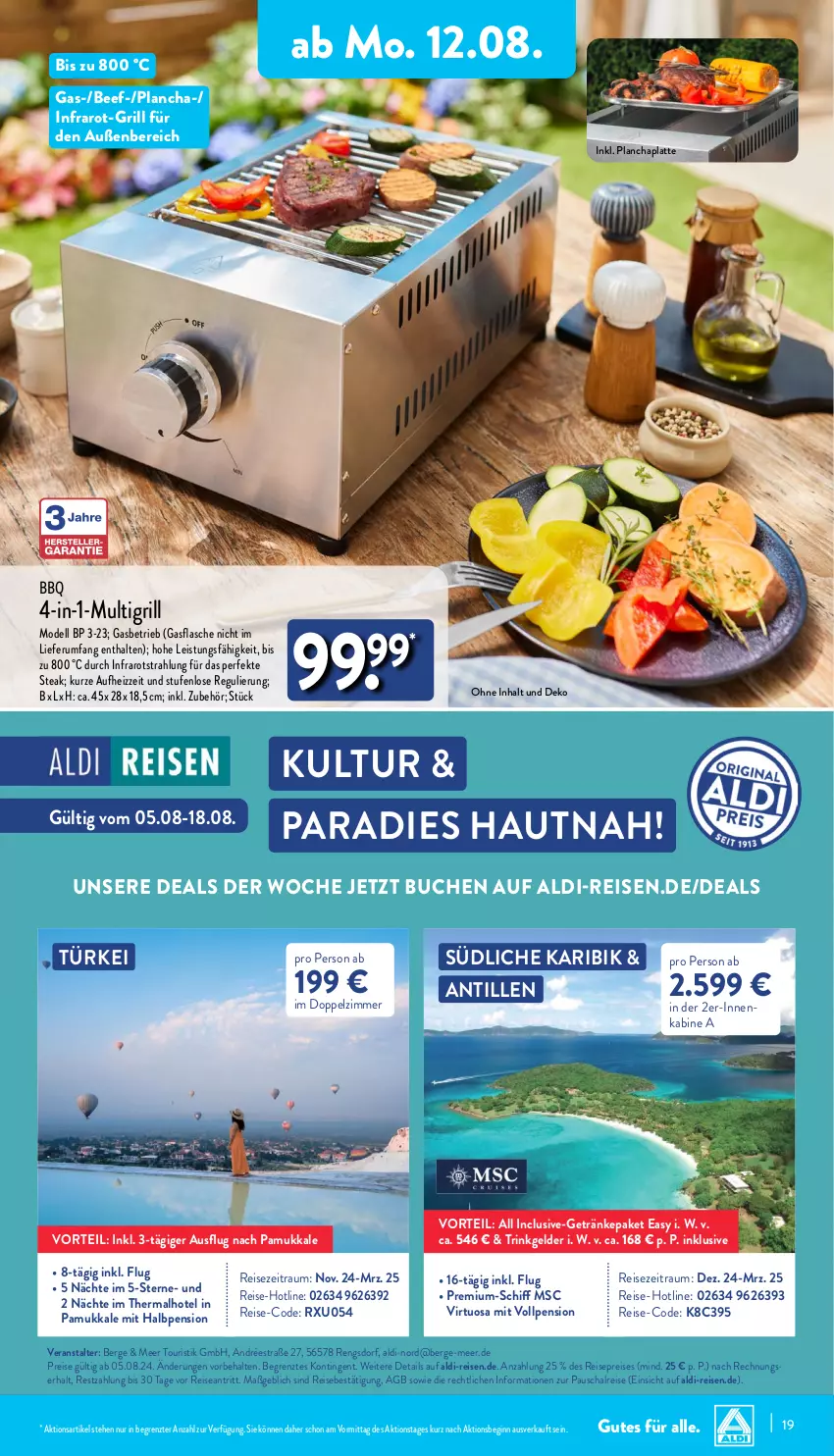 Aktueller Prospekt Aldi Nord - Von Montag - von 12.08 bis 17.08.2024 - strona 19 - produkty: aldi, beef, buch, dell, eis, flasche, getränk, getränke, gin, grill, latte, Mode, reis, Schal, steak, Ti, ZTE