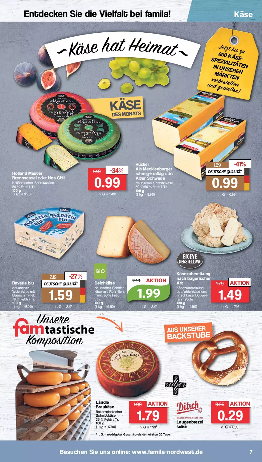 Aktueller Prospekt Famila - Prospekte - von 12.09 bis 17.09.2022 - strona 7 - produkty: bavaria blu, brezel, burger, chili, decke, deutscher schnittkäse, deutscher weichkäse, doppelrahmstufe, eis, frischkäse, holländischer schnittkäse, hot chili, Käse, Laugenbrezel, milch, österreichischer schnittkäse, reis, Ria, schnittkäse, Spezi, stube, Ti, weichkäse, ZTE