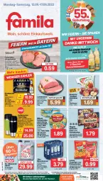 Gazetka promocyjna Famila - Prospekte - Gazetka - ważna od 17.09 do 17.09.2022 - strona 1 - produkty: Alwa, angebot, angebote, aufschnitt, aust, Becher, beutel, blume, blumen, blumenöl, braten, brot, chips, crunchips, eier, eis, elle, erdnuss, flammkuchen, flasche, fleisch, fleischkäse, geback, holsteiner, isolierbecher, Käse, krombache, krombacher, krombacher pils, kuchen, lachs, Lachsbraten, lamm, lebensmittel, leberkäs, leberkäse, Leberkäsesemmel, lorenz, lorenz crunchips, milka, milkana, mineralwasser, motorenöl, natur, nuss, Ofen, pils, pizza, reis, saft, Schal, Schale, Schmelzkäse, schmelzkäsezubereitung, schwein, Semmel, sonnenblume, sonnenblumen, sonnenblumenöl, spülmaschinen, steiner, steinofen, steinofen pizza, tafeläpfel, teller, Ti, travel mug, vilsa, wagner, wasser, wein, ZTE