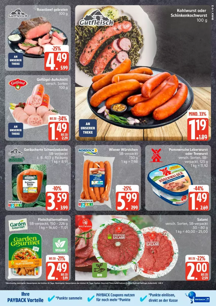 Aktueller Prospekt Edeka - Prospekte - von 24.11 bis 29.11.2025 - strona 11 - produkty: coupon, coupons, garden gourmet, payback, schinken, wurst
