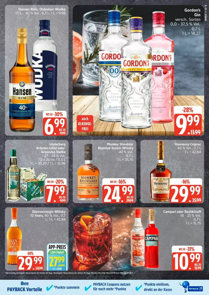 Aktueller Prospekt Edeka - Prospekte - von 24.11 bis 29.11.2025 - strona 27 - produkty: blended scotch, coupon, coupons, eis, gin, payback, reis, scotch, Ti, ZTE