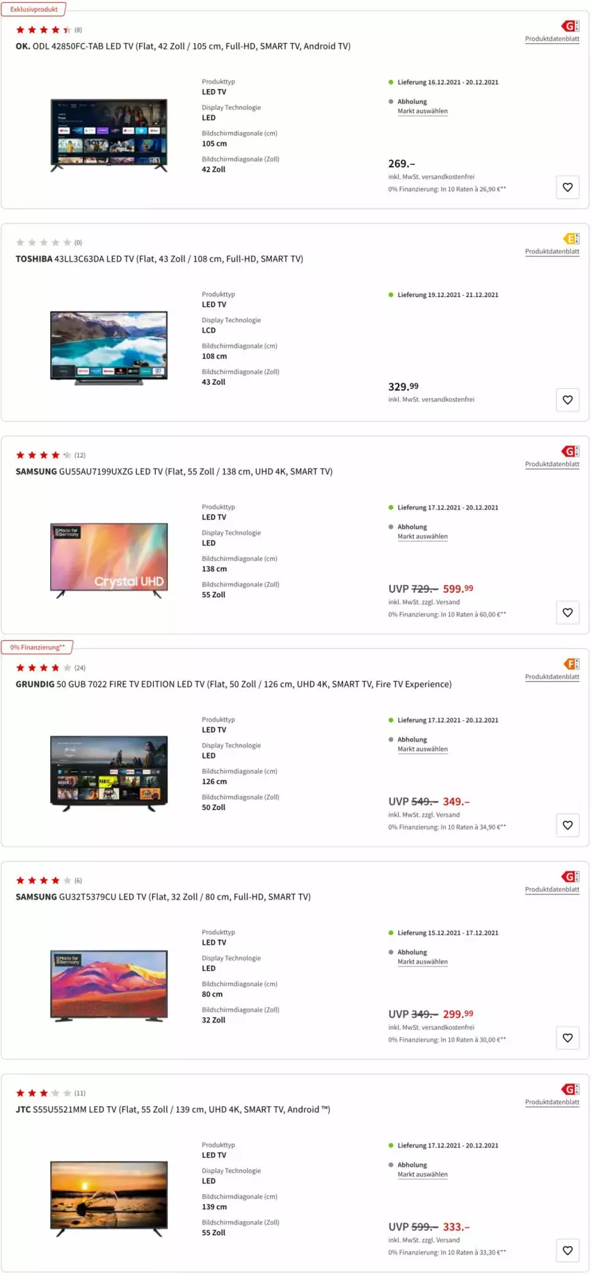 Aktueller Prospekt Media Markt - Prospekte - von 14.12 bis 21.12.2021 - strona 11 - produkty: Android TV, grundig, jtc, led tv, ndk, Samsung, smart tv, Ti, toshiba, uhd, versandkostenfrei