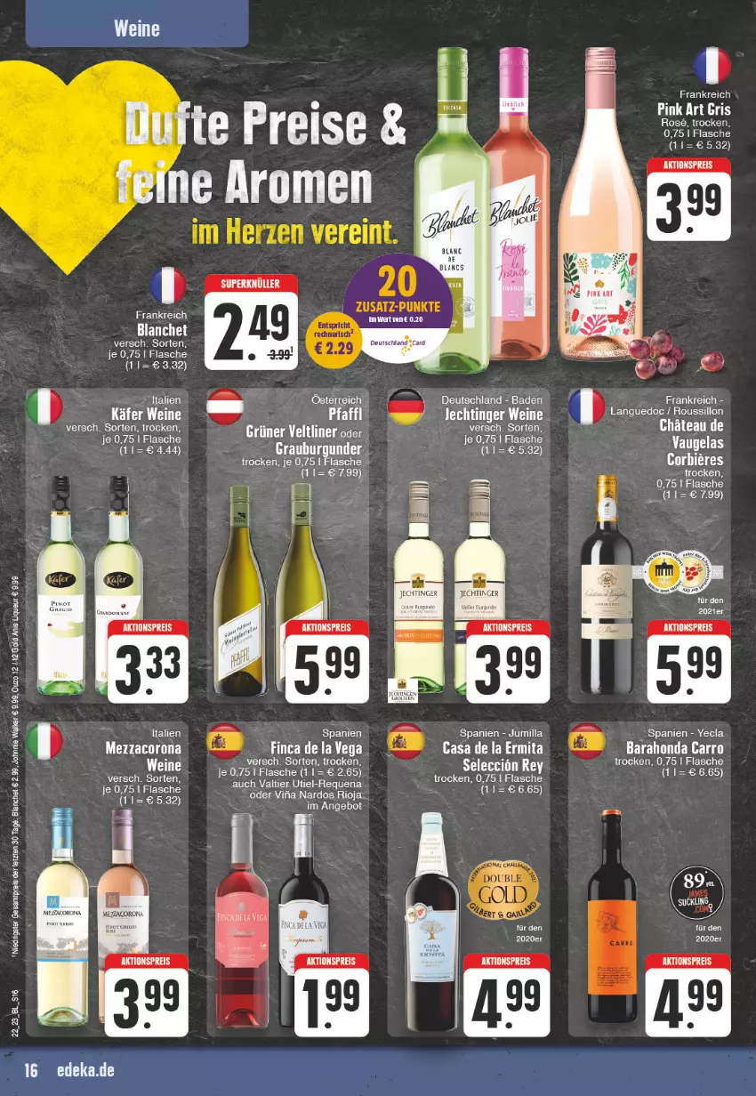 Aktueller Prospekt Edeka - Angebote der Woche - von 29.05 bis 03.06.2023 - strona 16 - produkty: aktionspreis, angebot, Bad, bier, Biere, burgunder, corona, eis, flasche, grauburgunder, grüner veltliner, johnnie walker, käfer, liqueur, mezzacorona, ouzo, ouzo 12, reis, rioja, Ti, wein, weine, ZTE