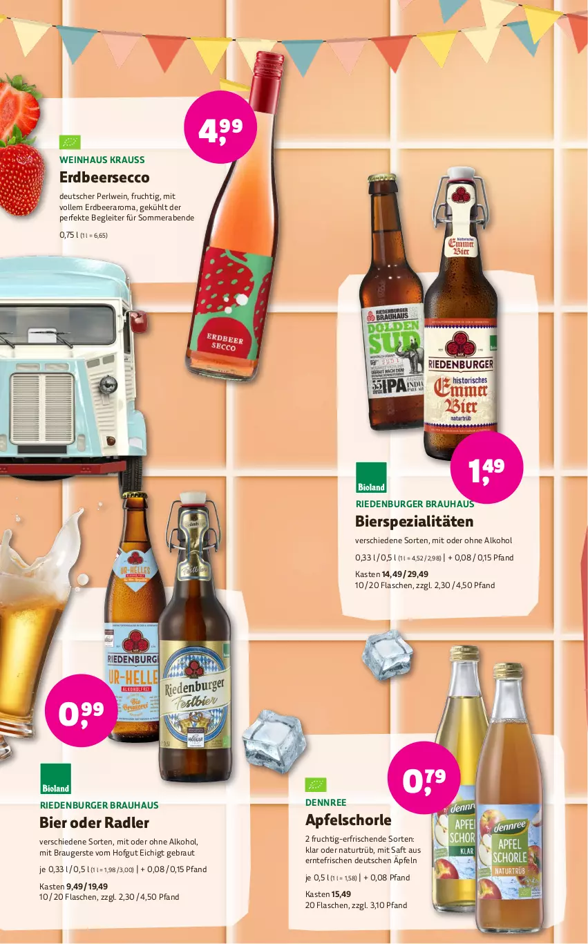 Aktueller Prospekt Denns Biomarkt - von 03.07 bis 16.07.2024 - strona 6 - produkty: alkohol, apfel, Apfelschorle, Bau, bier, bierspezialitäten, bio, burger, cola, dennree, ecco, eis, flasche, frucht, früchte, hofgut, küche, lamm, LG, limo, limonade, mac, natur, naturland, nuss, oder radler, ohne alkohol, radler, saft, schorle, Spezi, Ti, wein, zitrone, zitronen