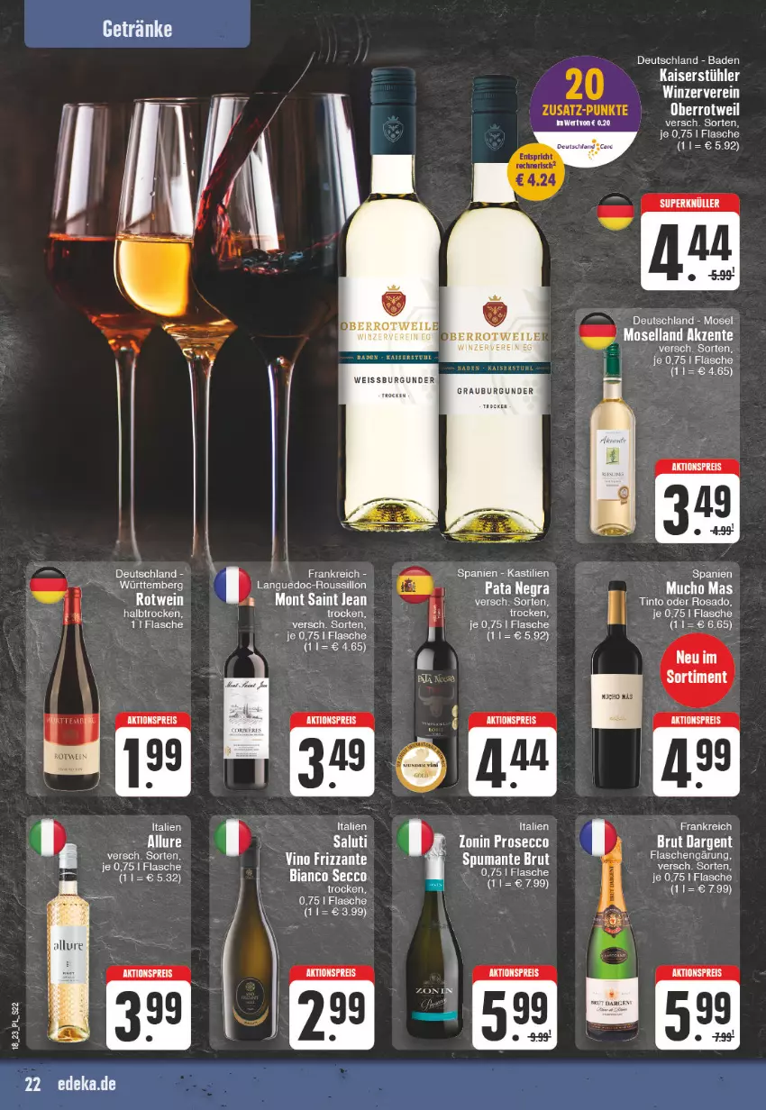 Aktueller Prospekt E Center - Angebote der Woche - von 01.05 bis 06.05.2023 - strona 22 - produkty: asti, Bad, brut, brut dargent, burgunder, ecco, eis, ente, flasche, frizzante, grauburgunder, Kaiser, moselland, puma, rotwein, spumante, stuhl, Ti, wein